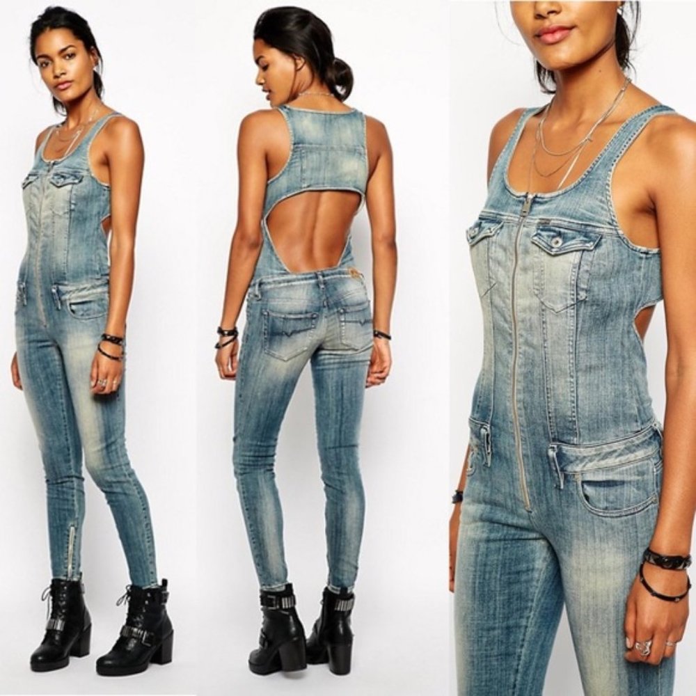 Diesel Backless Denim Jumpsuit